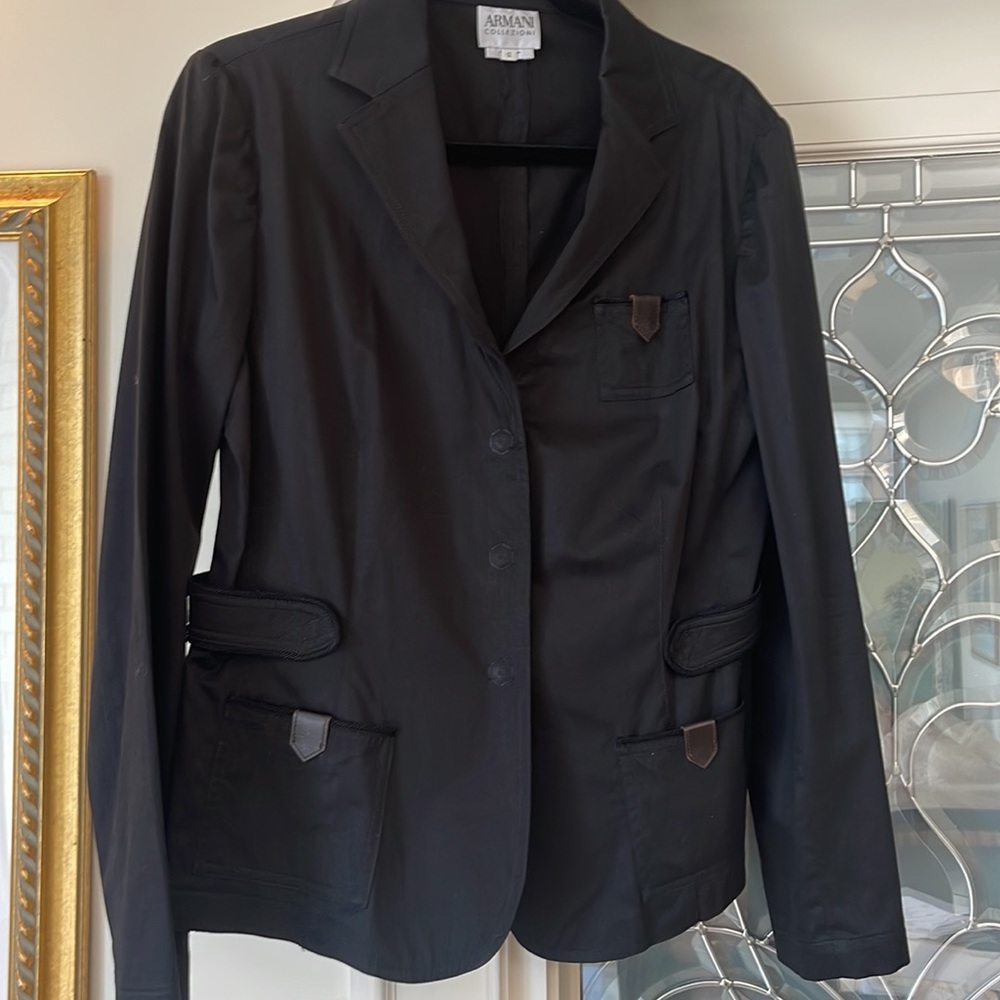 ARMANI COLLEZIONI Black Cotton Jacket Size 12